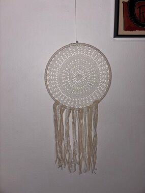 Handmade Crochet Dreamcatcher Wall Hanging in Cream